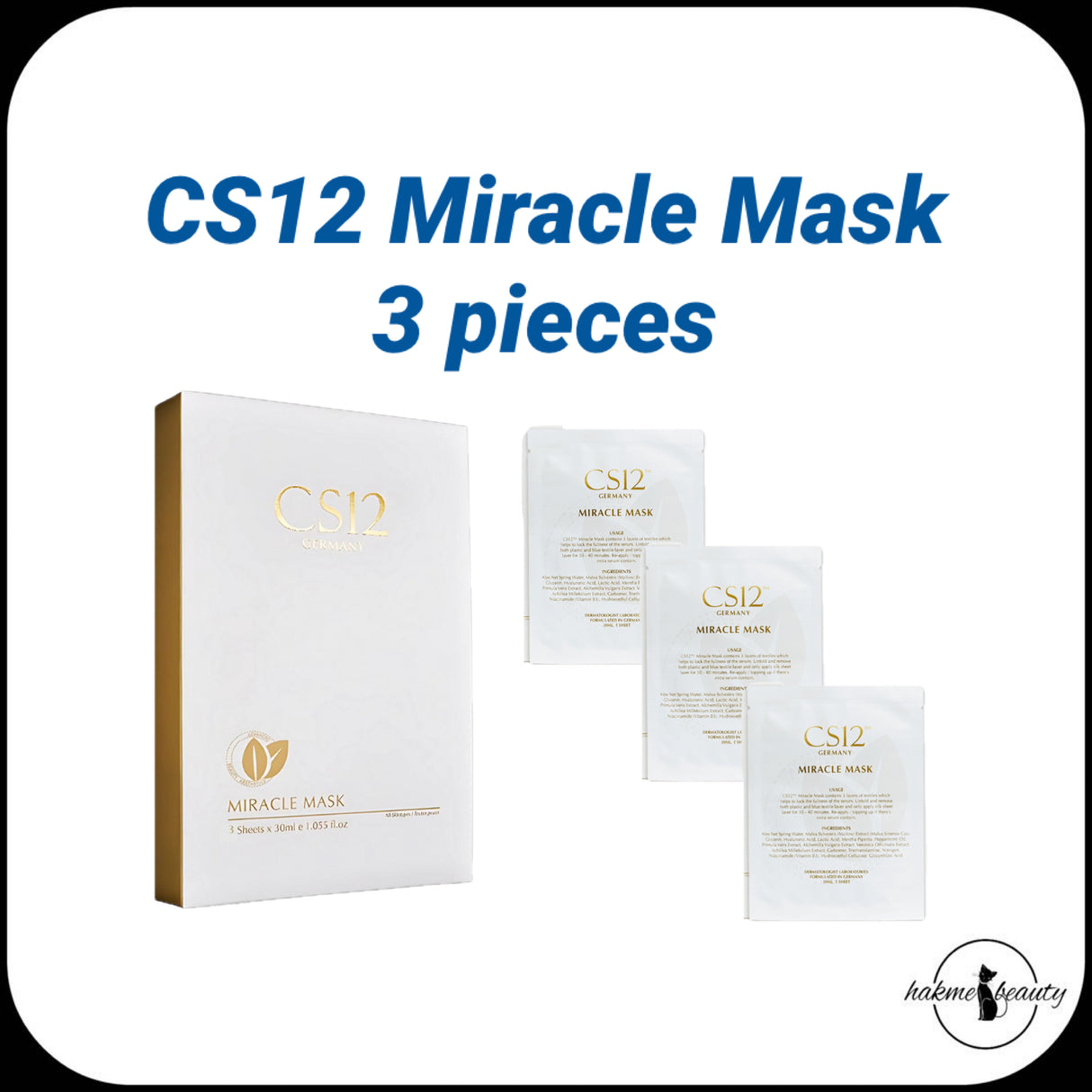 預訂2星期 夏日限定 CS12 Miracle Mask (3pcs/box) 皇牌抗敏奇蹟面膜 (每盒3片)