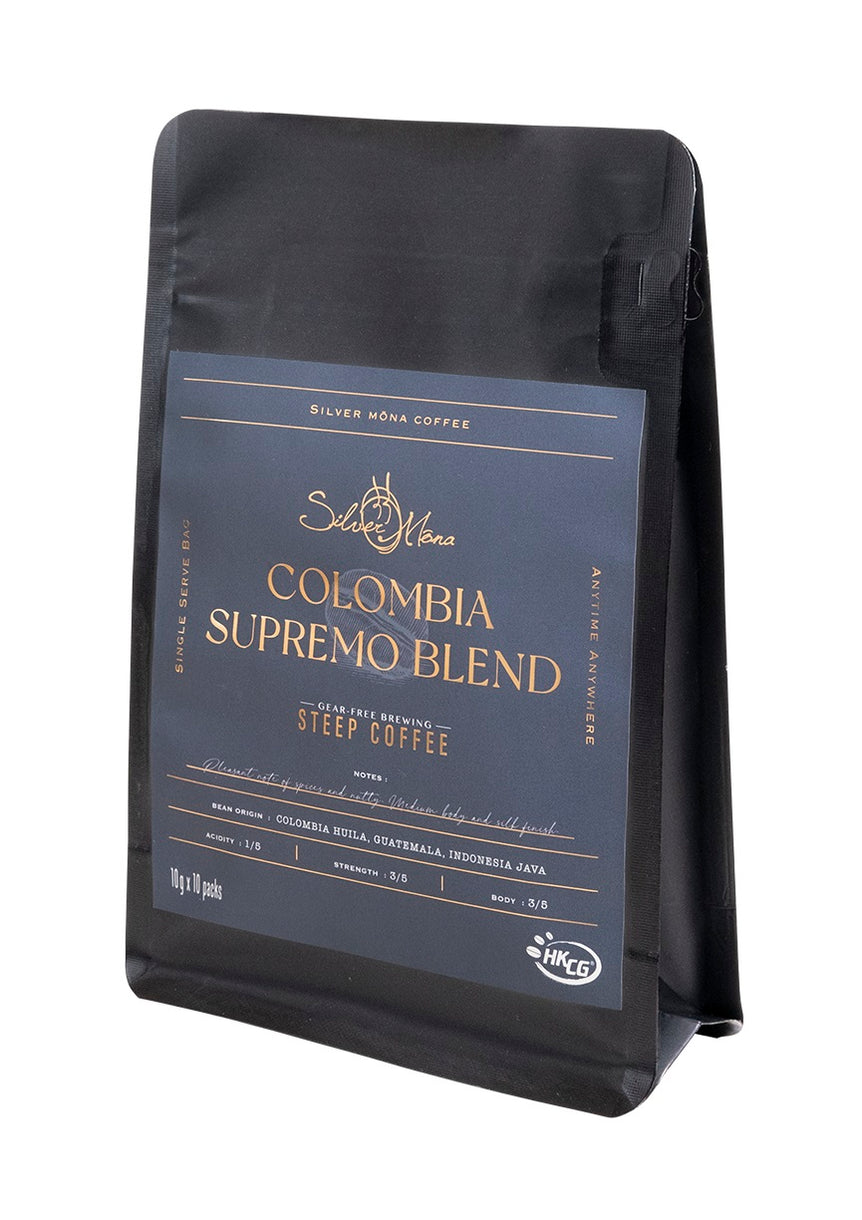 香記咖啡 Silver Mona - Colombia Supremo Blend Steep Coffee 特級哥倫比亞拼配浸泡式咖啡 10g x 10個 (原價$68 / 黑咪價$50)