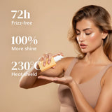 Abyssian 功效：提升 100% 光澤度，72小時抗毛躁，提供 230°C 熱力保護。