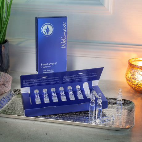 Wellmaxx Hyaluron5 + Calcium Skin Optimizer Concentrate - Anti-aging hydration ampoules for skin barrier repair.